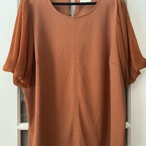 MELLODAY Pleated Sleeve Blouse - Rust